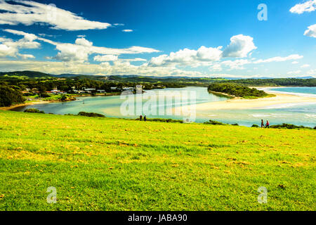 Ansichten der Minnamurra River Eingang, Punkt und Stack-Insel Stockfoto