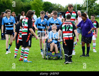 Holzlöffel International SEN-Rugby-Turnier in RFC Witney, Oxfordshire, Vereinigtes Königreich Stockfoto