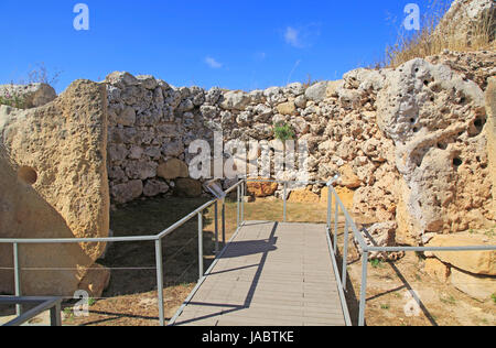 Ggantija jungsteinzeitlichen Megalith 5500 Jahre alten prähistorischen Tempel komplexe Site Gozo, Malta Stockfoto