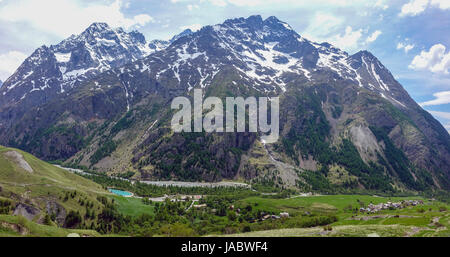 Gletscher und Gipfel von Col de Lautaret Lauteret und Ecrin Bergen, Französische Alpen Stockfoto