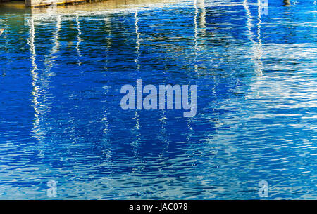 Blauen Abdeckungen Promenade Marina Piers Reflexion abstrakte Lake Coeur D' Alene Idaho Stockfoto