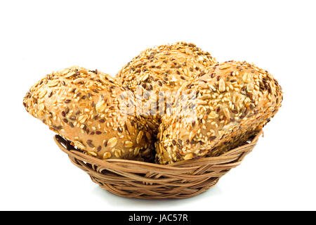 Runde Vollkornbrot. RESH Brötchen mit verschiedenen Samen. Stockfoto