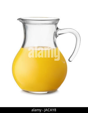 Krug Orangensaft isoliert auf weiss Stockfoto