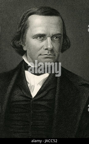 Antike c1860 Gravur, Stephen Douglas. Stephen Arnold Douglas (1813 – 1861) war ein US-amerikanischer Politiker und von Illinois und dem Designer des Kansas-Nebraska Act. QUELLE: ORIGINAL GRAVUR. Stockfoto