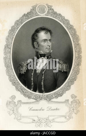 Antike c1860 Gravur, Stephen Decatur. Stephen Decatur Jr. (1779-1820) war ein Vereinigte Staaten Marine-Offizier und Commodore. QUELLE: ORIGINAL GRAVUR. Stockfoto