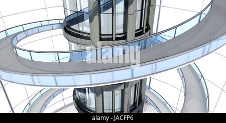 Science Fiction-Architektur-Visualisierung. 3D Abbildung gerendert. Stockfoto