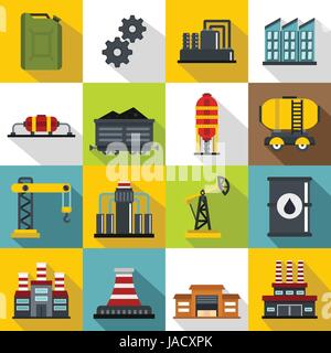 Industrie-Ikonen-Satz. Flache Darstellung der 16 Industrie-Vektor-Icons für web Stock Vektor