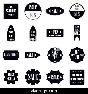 Black Friday Umsatz Zeichen Symbole festgelegt. Einfache Darstellung von 16 Black Friday Umsatz Zeichen Vektor-Icons für web Stock Vektor