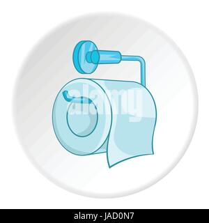 Rolle Toilettenpapier auf das Symbol einer Metallhalterung. Cartoon-Illustration der Rolle Toilettenpapier auf einem Metallhalter Vektor Icon für web Stock Vektor