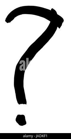 handschriftliche Frage Punkt gemalt von schwarzer Tinte Stockfoto