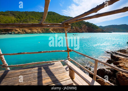 Ibiza Cala Benirras Strand in San Joan bei Balearen-Spanien Stockfoto