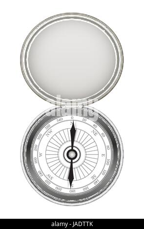 echte Stahl Metall Kompass auf weißem Hintergrund Stock Vektor