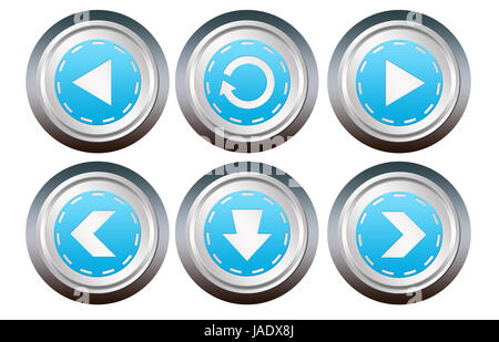 Webstise Tasten auf weißem Hintergrund Stockfoto