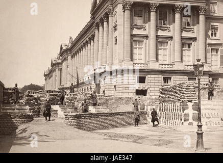 Barrikaden während der Paris Kommune, in der Nähe von dem Ministerium für Marine und das Hotel Crillon. Datum 1871 Stockfoto