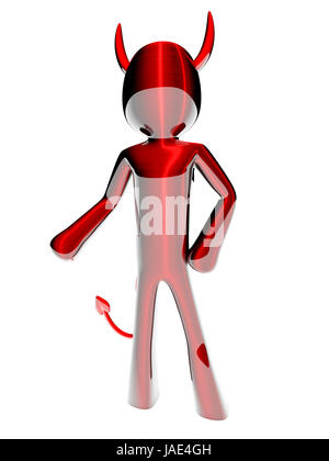 Eine kleine Teufel/Daemon. 3D gerenderte Darstellung. Isoliert auf weiss. Stockfoto