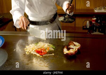 Schnell gebratene japanische Meeresfrüchte. Stockfoto