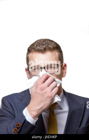 Junger Geschäftsmann mit einem Gewebe Stockfoto