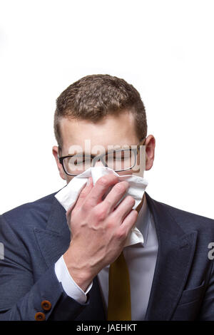 Junger Geschäftsmann mit einem Gewebe Stockfoto