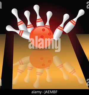 Bunte Illustrationen mit Bowling für Ihr design Stockfoto