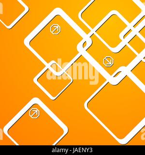 Abstrakte geometrische Elemente auf dem orangen Hintergrund. Vektor-Tech Design Eps 10 Stockfoto
