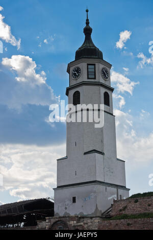 Uhrturm am Festung Kalemegdan in Belgrad, Serbien Stockfoto