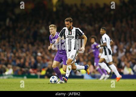 Cardiff, Wales. 3. Juni 2017. Claudio Marchisio (Juventus) Fußball: UEFA Champions League Finale match zwischen Juventus FC 1-4 Real Madrid CF am National Stadium of Wales in Cardiff, Wales. Bildnachweis: Mutsu Kawamori/AFLO/Alamy Live-Nachrichten Stockfoto