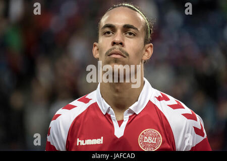 Brondby, Dänemark. 6. Juni 2017. Yussuf Poulsen von Dänemark während der Fußball-freundliche zwischen Dänemark und Deutschland in Brondby Stadion gesehen. Bildnachweis: Gonzales Foto/Alamy Live-Nachrichten Stockfoto