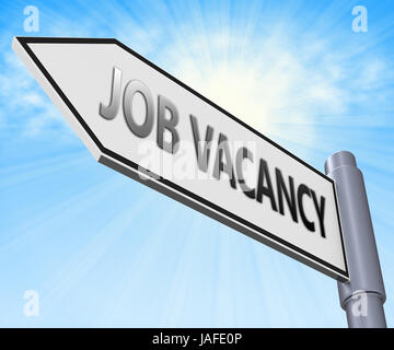 Job Vacancy Straßenschild bedeutet Arbeit Beschäftigung 3d Illustration Stockfoto