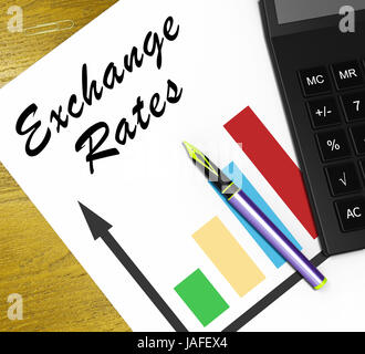 Wechselkursen Graph zeigt Fremdwährung 3d Illustration Stockfoto