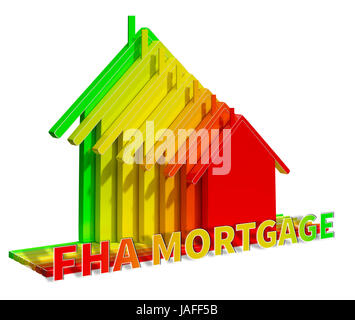 FHA-Hypothek-Öko-Haus zeigt die Federal Housing Administration 3d Illustration Stockfoto