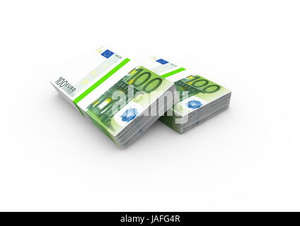 zwei Bündel von 100 Euro Banknoten Stockfoto