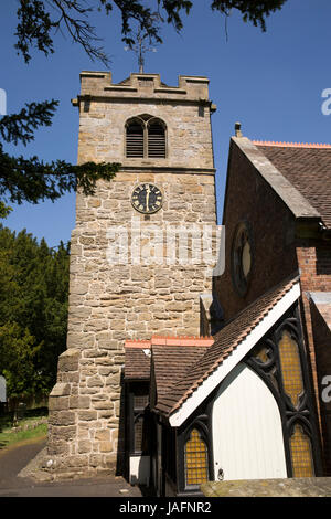 Großbritannien, England, Shropshire, wenig Wenlock, Church Lane, St. Lawrence Kirche Turm Stockfoto