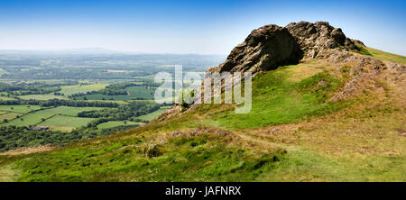 Großbritannien, England, Shropshire, The Wrekin erhöhte Panoramablick aus dem Nadelöhr Stockfoto