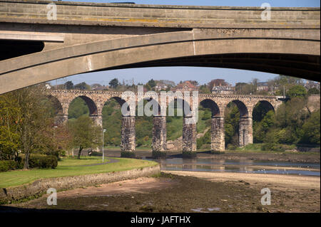 Brücken über dem Fluss Tweed, Berwick-upon-Tweed Stockfoto