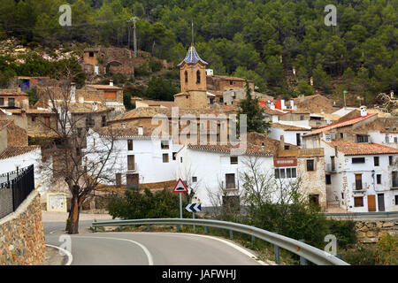 Alcudia de Veo ein Bergdorf im Parque Natural Serra d'Espada in der Provinz Castellon, Spanien Stockfoto