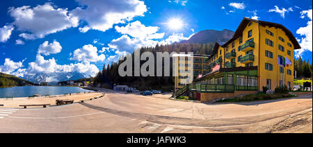 Misurina See im Dolomiti Alpen-Panorama-Aussicht, Region Südtirol in Italien Stockfoto