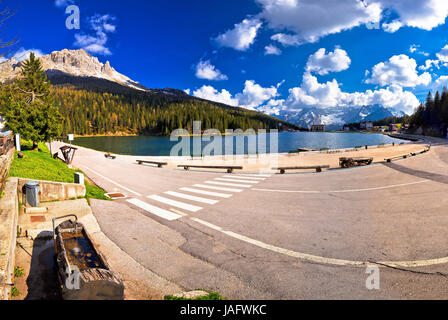 Misurina See im Dolomiti Alpen-Panorama-Aussicht, Region Südtirol in Italien Stockfoto