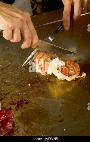 Schnell gebratene japanische Meeresfrüchte. Stockfoto