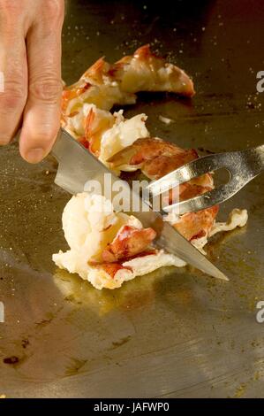 Schnell gebratene japanische Meeresfrüchte. Stockfoto