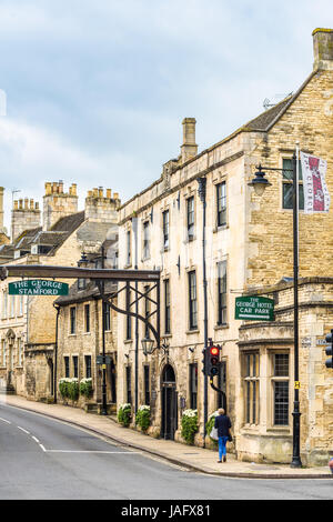 St George Hotel, Stamford, einer vor allem steinerne Stadt in Lincolnshire, England. Stockfoto