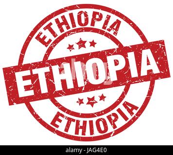 Äthiopien-rote Runde Grunge-Stempel Stock Vektor