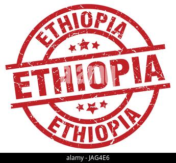 Äthiopien-rote Runde Grunge-Stempel Stock Vektor