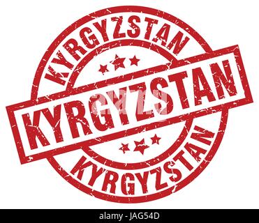 Kirgisistan-rote Runde Grunge-Stempel Stock Vektor