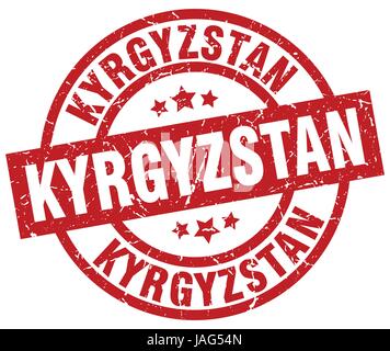 Kirgisistan-rote Runde Grunge-Stempel Stock Vektor