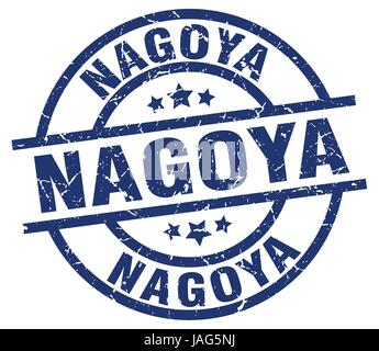 Nagoya-blaue Runde Grunge-Stempel Stock Vektor