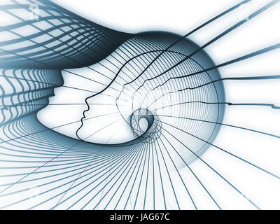 Geometrie der Seele-Serie. Optisch ansprechende Komposition von Profillinien des menschlichen Kopfes als Hintergrund dienen funktioniert auf Bildung, Wissenschaft, Technik und Grafik-design Stockfoto