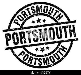 Portsmouth schwarz Runde Grunge-Stempel Stock Vektor