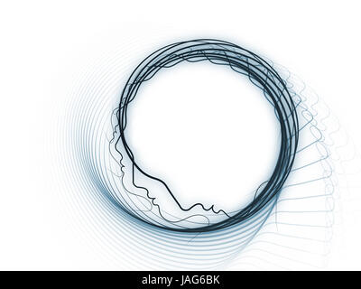 Geometrie der Seele-Serie. Optisch ansprechende Komposition von Profillinien des menschlichen Kopfes als Hintergrund dienen funktioniert auf Bildung, Wissenschaft, Technik und Grafik-design Stockfoto