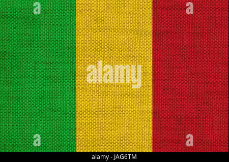 Flagge der Mali auf alten Leinen Stockfoto
