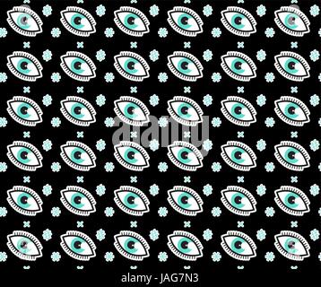 Auge nahtlose Muster im Comic-Stil, Pop-Art. Bunte endlosen Hintergrund Textur zu wiederholen. Vektor-Illustration. Stock Vektor